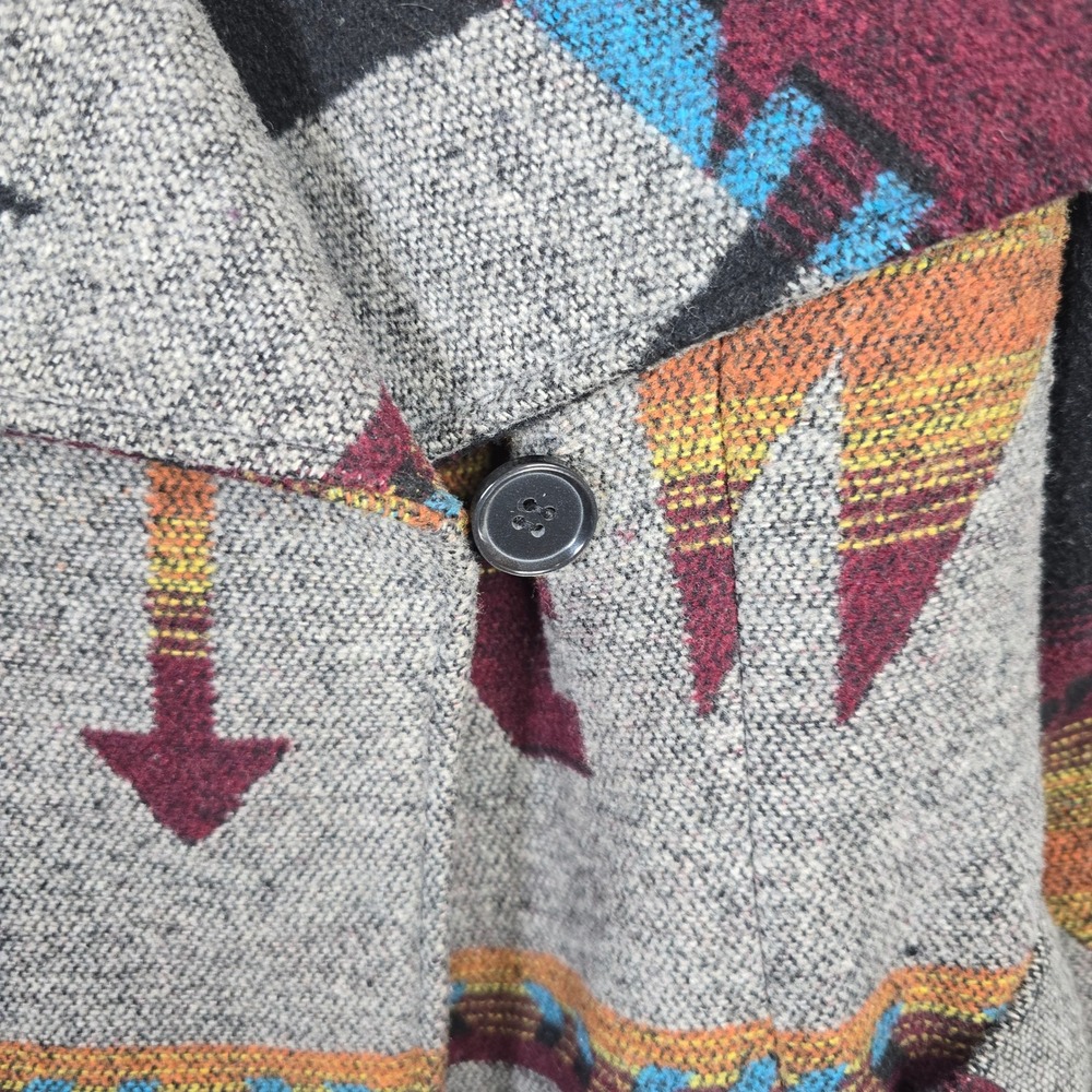 American Rag Womens Southwestern Aztec Wrap Coat Gray Burgundy Small 4408PF - Picture 5 of 8